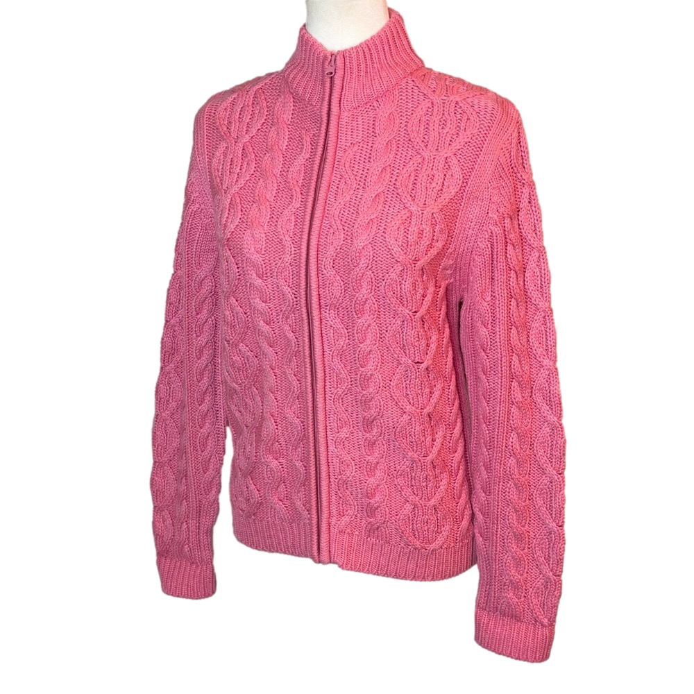 Chouette pink cable-knit cardigan